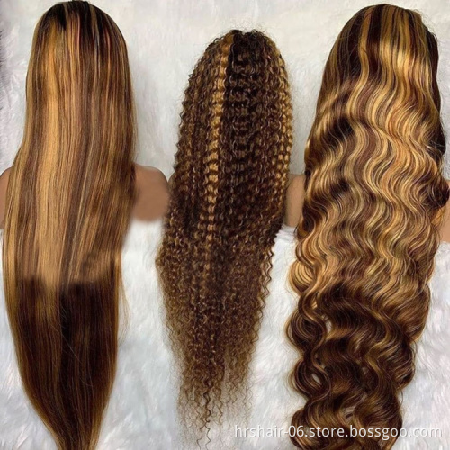 2021 Li&Queen New Fashion hot sell Brazilian real 100% human remy virgin hair lace front straight ombre color Wigs